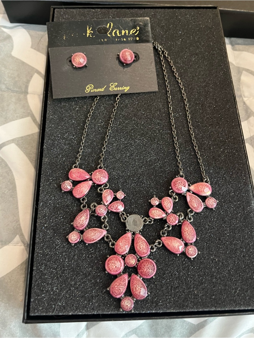 Park Lane Pink Statement Necklace and Earrings Set - Unbranded